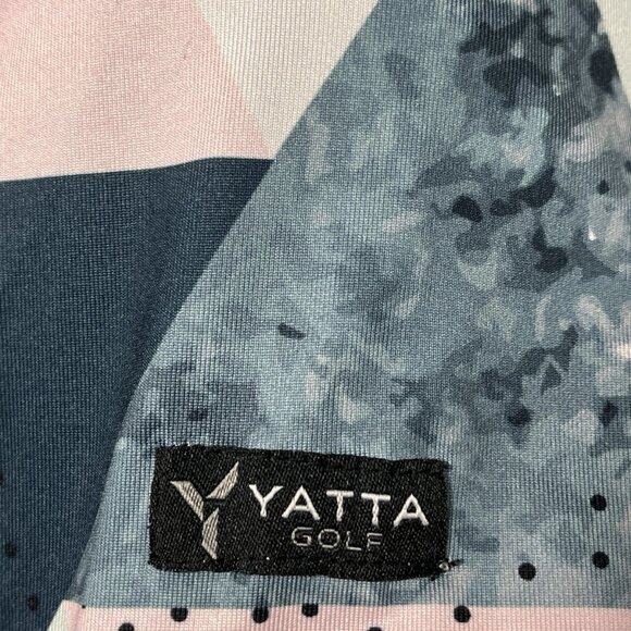 Yatta Golf Womens Polo Shirt Medium Pink Black Geometric Print Performance Top - Picture 5 of 11